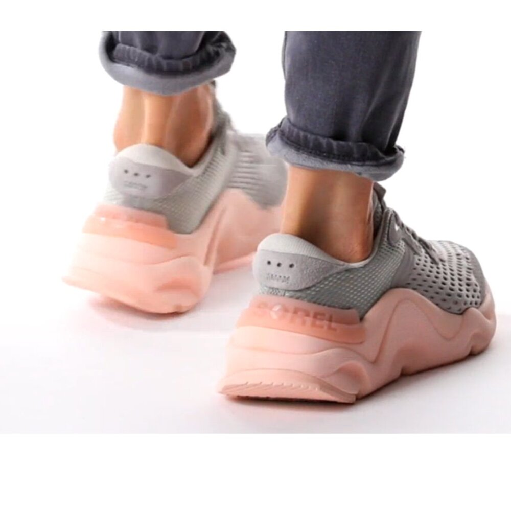 Sorel Kinetic RNEGD Sneakers Grey Pink Running Shoes Sneakers Women US 7.5